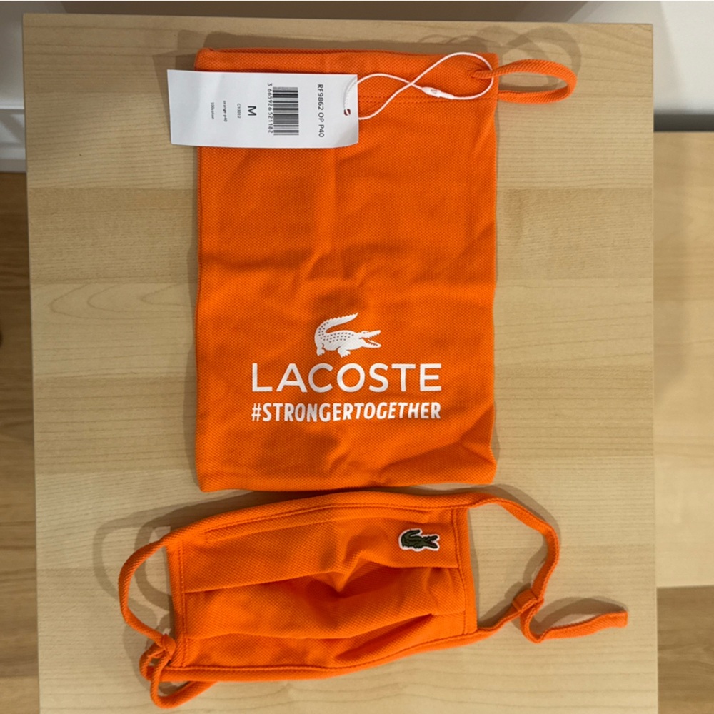 Lacoste Orange Kids Face Mask and Pouch Set